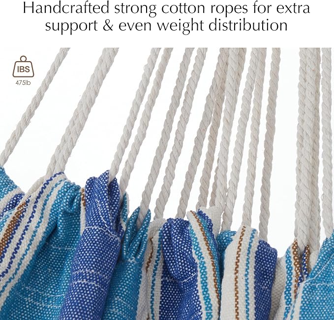 PNAEUT Double Hammocks for Outside, Replacement Outdoor Tree Hammock for Indoor Patio Porch Garden (Lightblue, Medium)