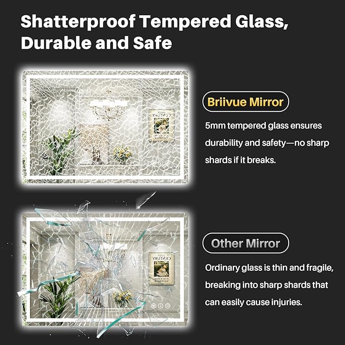 96"x36" LED Bathroom Mirror with Lights, Backlit & Front Lit, Lighted Wall Mirrors for Bathroom Vanity, Touch Screen Dimmable, Anti-Fog, Memory Function, HD Tempered Glass, Shatter-Proof, ETL Listed