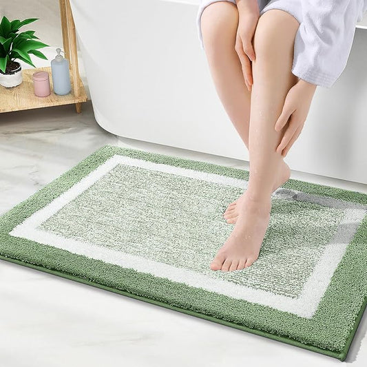 OLANLY Bathroom Rugs 30x20, Extra Soft and Absorbent Microfiber Bath Mat, Non-Slip, Machine Washable, Quick Dry Shaggy Bath Carpet, Suitable for Bathroom Floor, Tub, Shower (Medium, Sage Green)