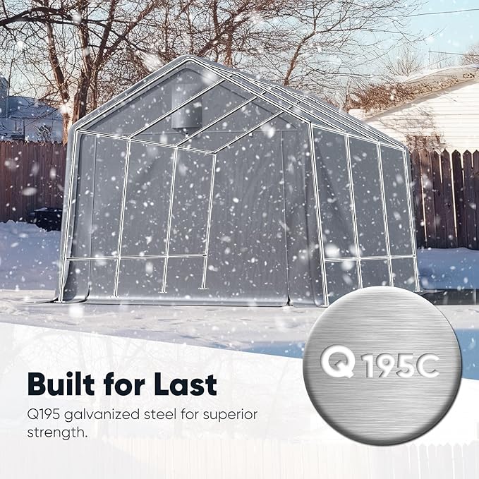 Quictent Heavy Duty 10x12FT Carport Shelter with Roll-Up Mesh Windows & Reinforced Frame, Portable Garage Canopy for Motorcycle Storage, Outdoor Equipment, Patio Furniture Cover - Silver Gray