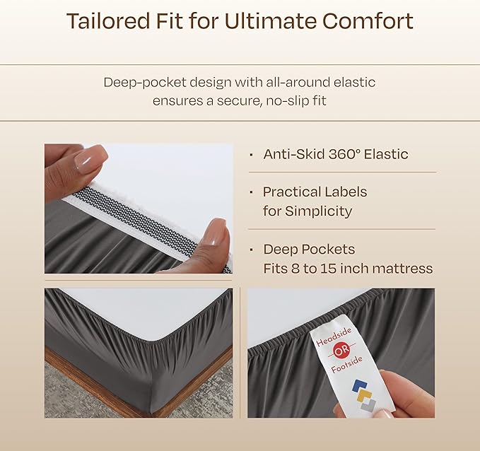 California Design Den Split King Sheets for Adjustable Bed - Buttery Soft 800 Thread Count, 100% Cotton Set - Beats Fake Egyptian Claims, Sateen Bedding Set with Durable Twin XL Fitted Sheets (Grey)