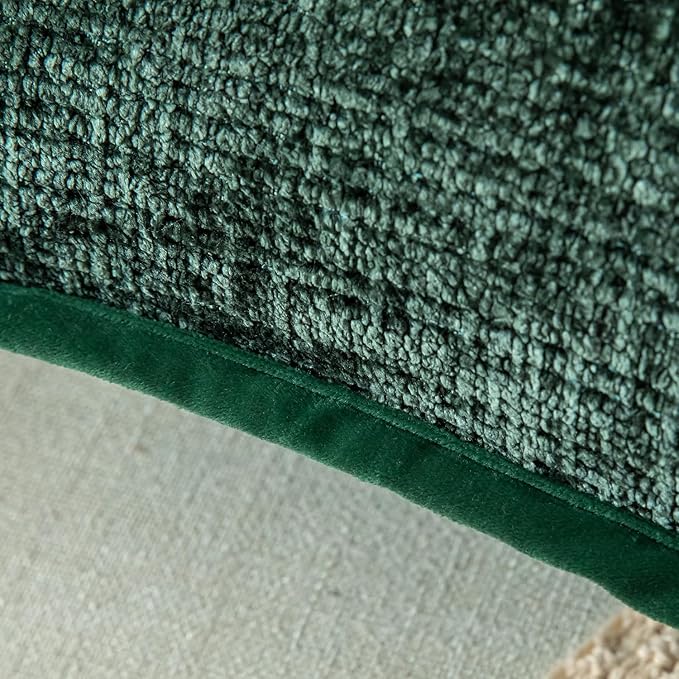 Yaertun Pack of 2 Chenille Textured Decorative Throw Pillow Covers Accent Solid Cushion Cover Soft Cozy Pillow Case with Velvet Back for Couch Sofa Bed Living Room 24x24 Inch Green