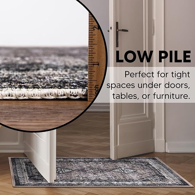 Keen Home Design 2x3 Rug - Machine Washable Entry Rug with Non-Slip Backing, Ideal for Enteryway, Kitchen, Bathroom, Laundry Room - Vintage, Easy Clean, Durable, Low Pile Rug - (2' x 3')