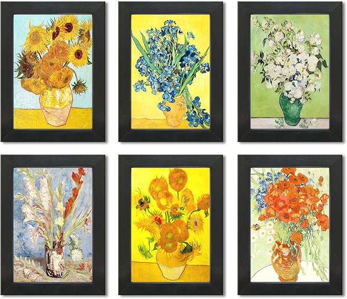 5X7 Picture Frame Set of 6 with Real Glass for Pictures 4x6 with Mat or 5x7 Without Mat, Wall or Tabletop Gallery Photo Frames in Black