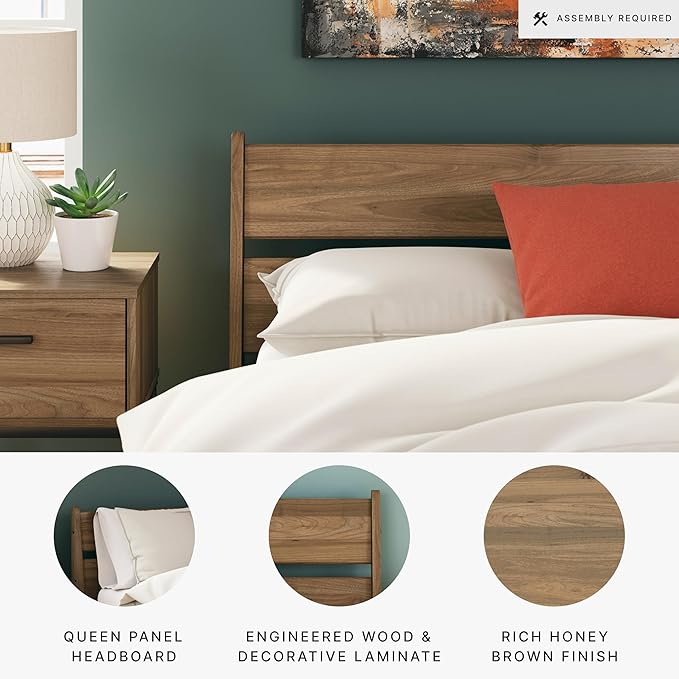 Signature Design by Ashley Deanlow Rustic Panel Headboard, Queen, Light Brown