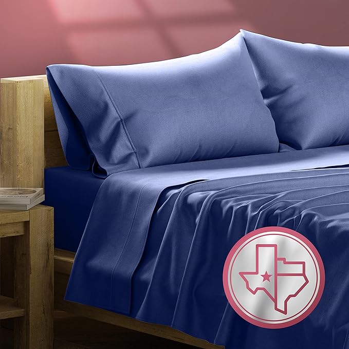 TEXAS LINEN CO. 800 TC Egyptian Cotton Sheets - 4 Piece Navy Blue Full Size Cooling Sheet for Hot Sleepers, Soft, Breathable Bed Sheet Set, Luxury Hotel Sheets, Fits Mattress Upto 18'' DEEP Pocket