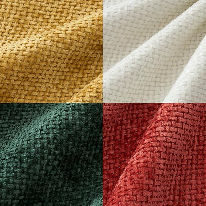 MIULEE Christmas Pack of 4 Couch Throw Pillow Covers 20x20 Inch Christmas Red/Green Soft Decorative Chenille Pillow Covers Farmhouse Accent Cushion Covers for Boho Home Decor Sofa Bedroom Living Room