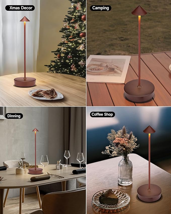 Cordless Led Table Desk Lamp 2 Pack, 7000mAh Battery Outdoor Table Light Waterproof for Restaurant Patio Camping Home Decor, USB-A Output, Brightness Memory, Dimmable