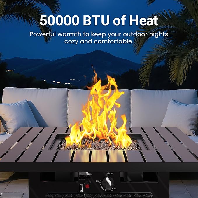 Wisteria Lane 30" Propane Fire Pit Table, 50,000 BTU Gas Fire Pit for Outside, Outdoor Fire Pit with CSA Certification, Rattan-Like Wicker Look for Patio Deck Garden Backyard Balcony