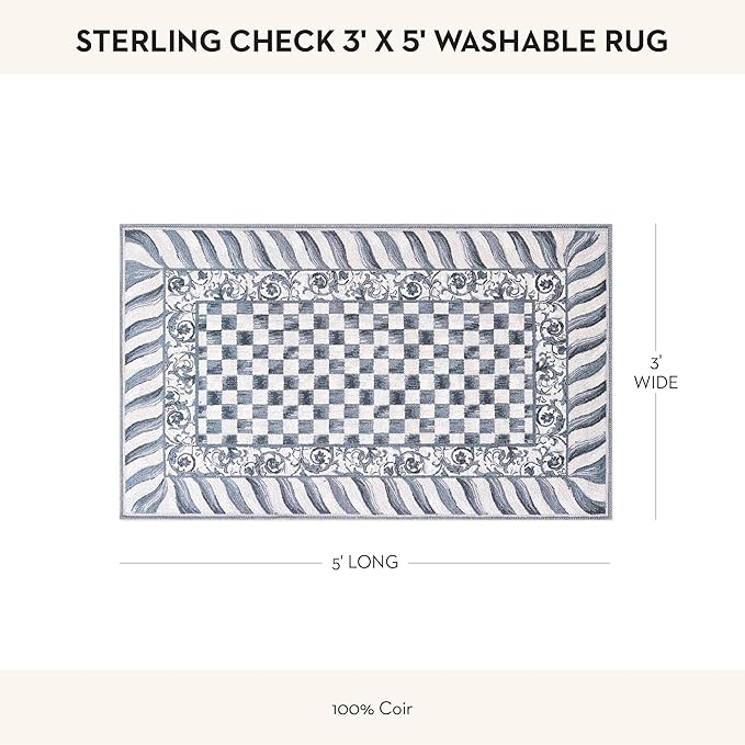 MACKENZIE-CHILDS Washable Rug, Decorative Indoor Rug, 3' x 5', Sterling Check