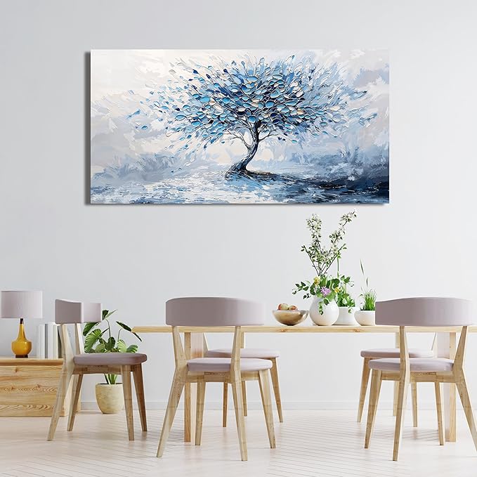 Canvas Wall Art Decor Modern Blue White Wall Art Prints Canvas Art Wall Decor Wall Art Pictures for Living Room Artwork for Walls Abstract Art Tree of Life Wall Art Bedroom Office Decor 20" X 40"