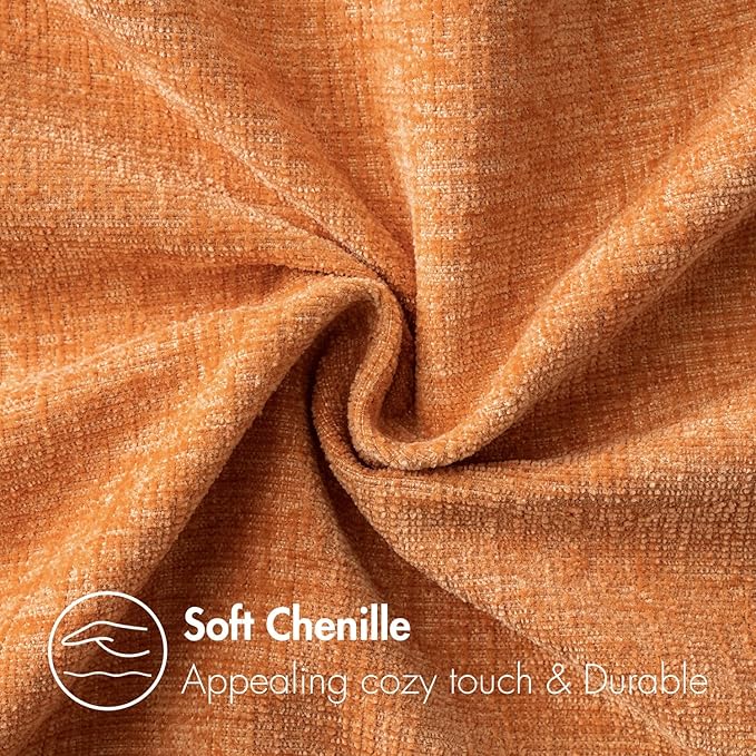 MIULEE Fall Pack of 2 Orange Throw Pillow Covers 16x16 Inch Soft Chenille Pillow Covers for Sofa Living Room Couch Solid Dyed Cases