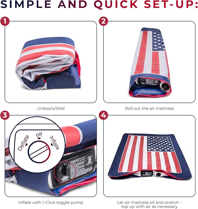 SoundAsleep Dream Series Luxury USA Air Mattress with ComfortCoil Technology & Built-in High Capacity Pump for Home & Camping- Double Height, Adjustable, Inflatable Blow Up, Portable - Queen Size