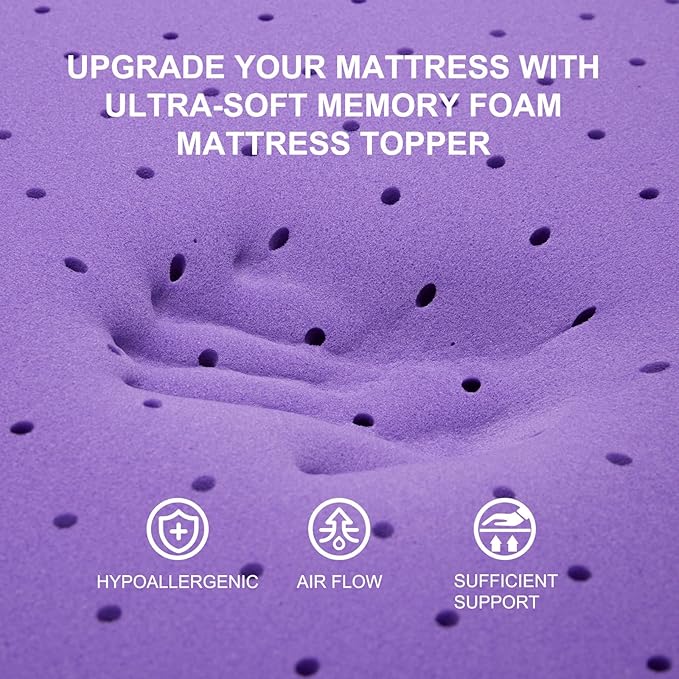 SINWEEK 3 Inch Gel Memory Foam Mattress Topper Ventilated Soft Pressure Relieve Mattress Pad, Breathable Bed Topper, CertiPUR-US Certified, Twin Size