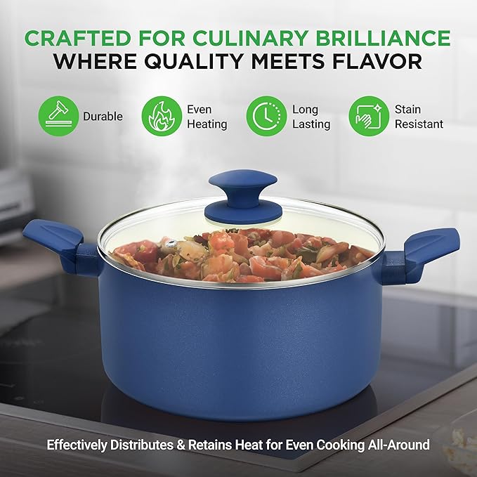 Nutrichef 54 Piece Professional Grade Complete Home Kitchen Cookware Set, Ceramic Non-Stick Bakeware, Pot and Pans Kit, Cool-Touch Handles, Safe for Gas, Electric, Induction Cooktops, Easy Clean