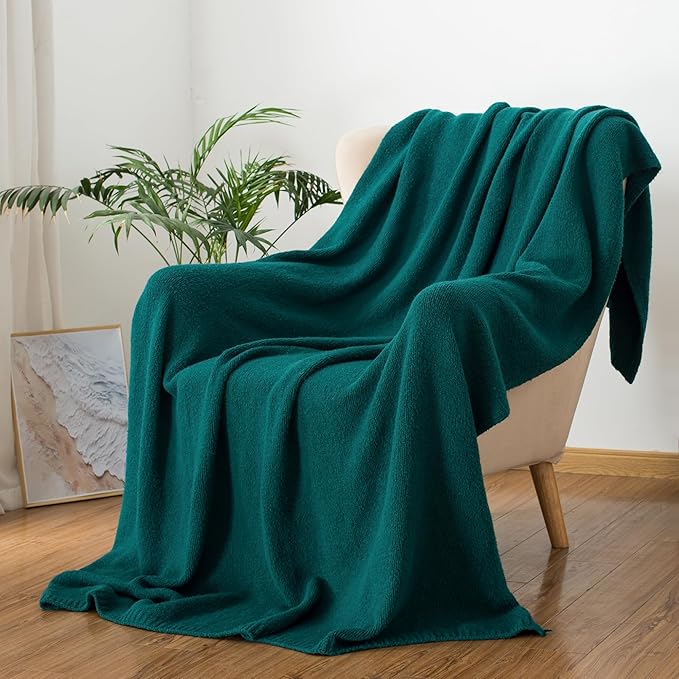 Carriediosa Wool Blend Knit Throw Blanket 60" X 80" Twin, 50% Recycled Polyester Soft Cable Knitted Fluffy Throws for Couch Lightweight Woven Blankets for Sofa Fuzzy Cozy Bed Cover, Dark Teal