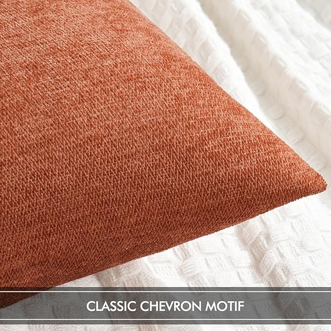 MIULEE Pack of 2 Orange Decorative Fall Pillow Covers 18x18 Inch Soft Chenille Couch Throw Pillows Farmhouse Cushion Covers for Home Decor Sofa Bedroom Living Room