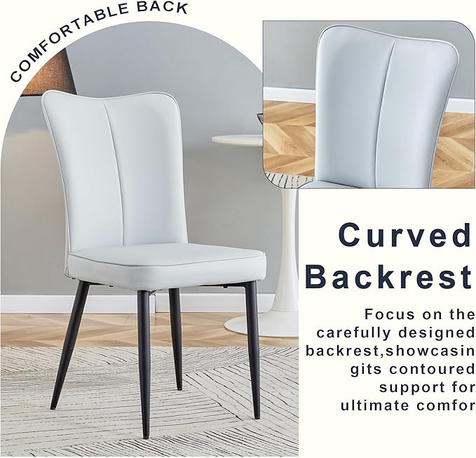 Round Dining Table Set for 4, 45IN Kitchen Table Set with Faux Marble Table Top and PU Upholstered Chairs, Modern Dinner Table with Chairs Set for Dinning Room, Living Room