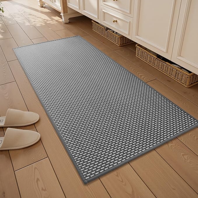 RESARE Non Slip Bathroom Runner - Machine Washable Bath Rugs, Super Absorbent Bath Mat Quick Dry Bath Runner, Bath Mat Ultra Soft Rugs for Bathroom Floor, 24"x47" Dark Grey