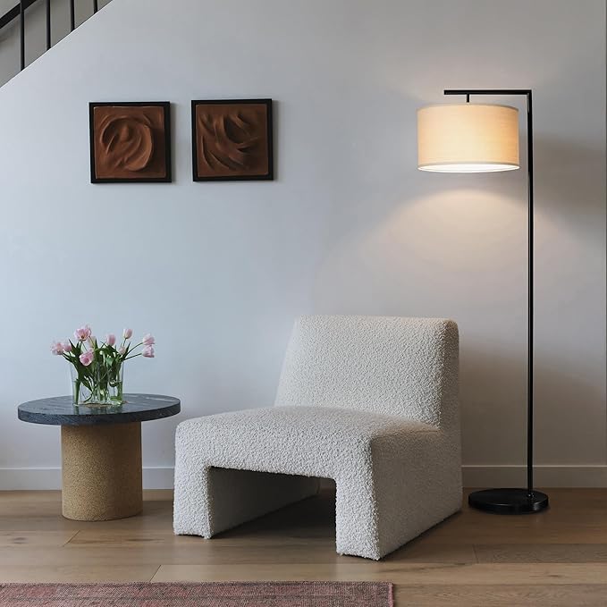 Brightech Montage Modern Floor lamp, LED Floor Lamp for Living Rooms & Offices - Tall Standing Lamp for Bedroom Reading - Corner Pole Lamp for Contemporary Home Decor - Black