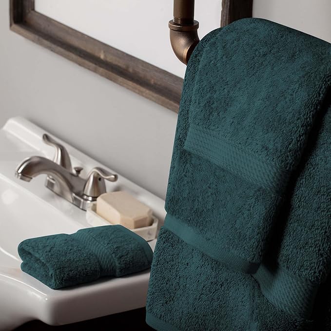 Superior Egyptian Cotton Pile 3 Piece Towel Set, Includes 1 Bath, 1 Hand, 1 Face Towel/Washcloth, Ultra Soft Luxury Towels, Thick Plush Essentials, Guest Bath, Spa, Hotel Bathroom, Teal