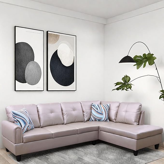 L Shaped Couch, Modular Sectional Sofa with Chaise, Modern Modular Sofas Furniture Sofa Couches for Living Room/Apartment/Office/Bedroom, Latte