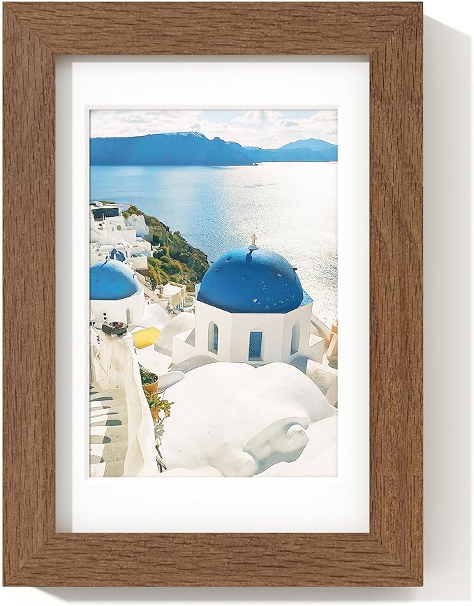 Axeman 4x6 Picture Frame | Solid Oak Wood Picture Frame | 4x6 Frame With Mat for 3.5x5 | 4 x 6 Photo Frame | 4x6 Wood Picture Frame | 4 By 6 Picture Frame | Hanging Hardware Included | Walnut