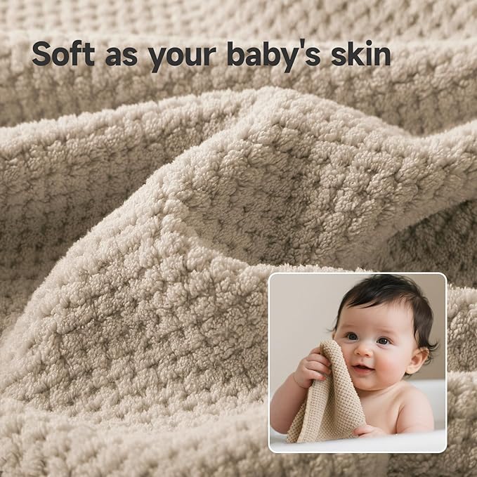 REDKISS 6-Piece Bath Towel Set - 2 Washcloths, 2 Hand Towels, 2 Bath Towels | Ultra-Fiber Coral Fleece, Super Absorbent, No Lint & No Fading | Perfect for Bathroom, Spa, Gym | Family & Adults-Camel