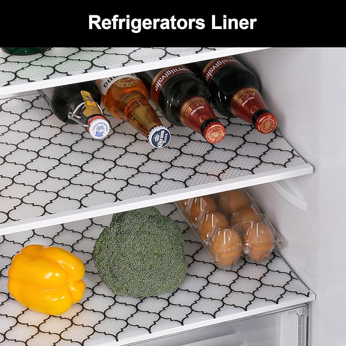 Cooyes Shelf Liner, Non Adhesive Drawer and Cabinet Liner, EVA Washable Oil-Proof Shelf Paper for Kitchen Cabinets, Refrigerator, Storage, Desks with Modern Pattern