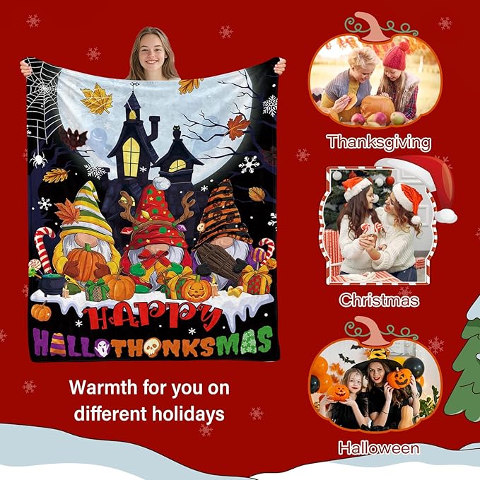 Halloween Blanket, Halloween Throw Blanket for Sofa Couch Room Bed, Xmas Gifts for Women Men Daughter Son Kids, Gifts for Thanksgiving, Pumpkin Gift, 50"x60"