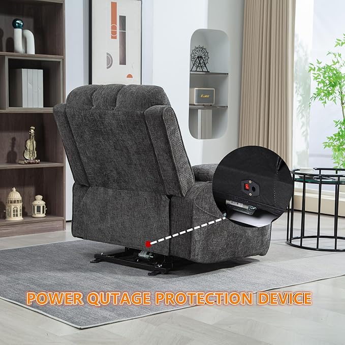Power Lift Recliner Chairs for Elderly, Big and Tall Recliners 400 lbs, Lay Flat Recliner with Extended Footrest Heat & Massage and Side Storage Cup Holder for Adults LazyBoy Sleeping