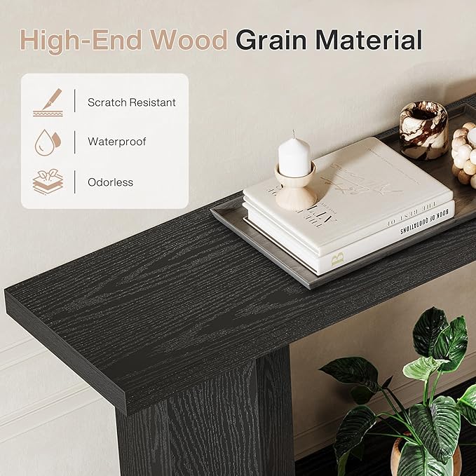 Tribesigns 71-Inch Long Console Table for Entryway, Wooden Sofa Table Behind Couch, for Living Room, Hallway, Foyer, Black