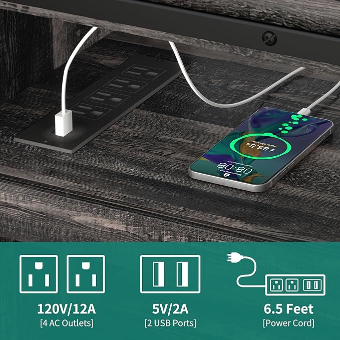 YITAHOME Farmhouse TV Stands for 75 Inch TV with Power Outlets, Entertainment Center with Sliding Barn Doors and Adjustable Shelves, TV Cabinet Media Console Table for Living Room, Dark Rustic Oak