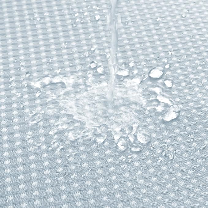 MitoVilla No Hooks Needed Blue Waffle Shower Curtain with Snap-in Liner, Modern Waffle Weave Heavy Duty Fabric Cloth Shower Curtain for Luxury Neutral Hotel Spa Bathroom Decor, 72 x 74, Fog Blue