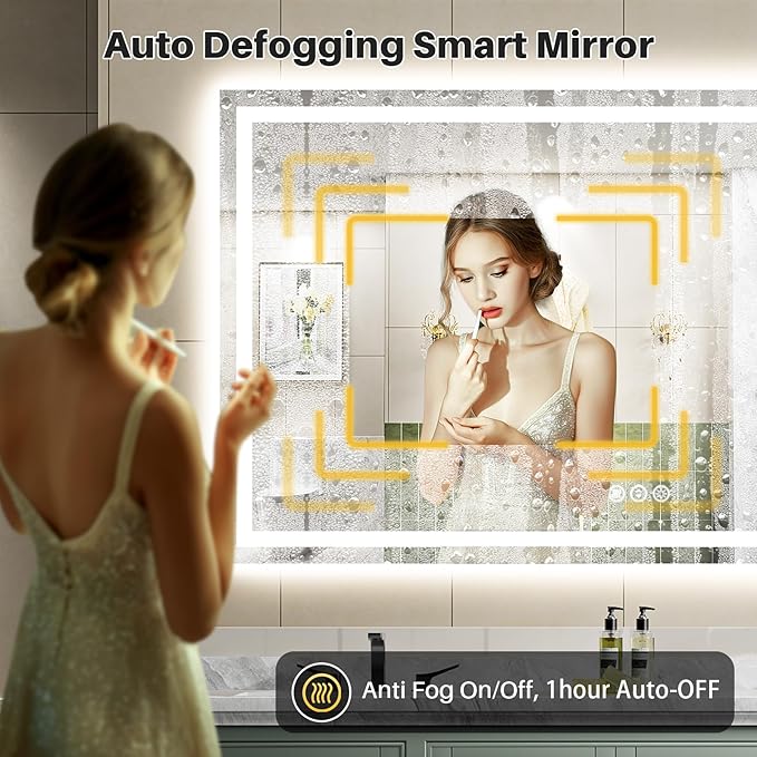 68"x36" LED Bathroom Mirror with Lights, Backlit & Front Lit, Lighted Wall Mirrors for Bathroom Vanity, Touch Screen Dimmable, Anti-Fog, Memory Function, HD Tempered Glass, Shatter-Proof, ETL Listed