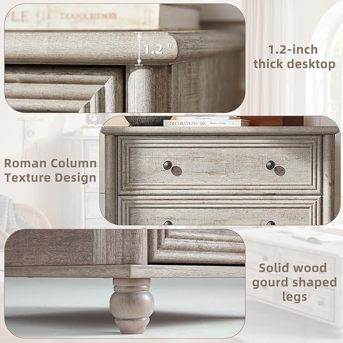 Farmhouse 5 Drawers Dresser for Bedroom, Wood 45" Tall Chest of Drawers, Dresser Rustic Storage Dressers Organizer with Metal Handle Closet for Living Room, Hallway Entryway