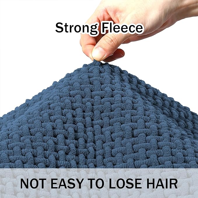 Bathroom Rugs Non Slip Washable, Super Absorbent Thin Bath Mat for Small Quick Dry Low Pile Bathroom Rug, (Navy Blue, 47″x20″)