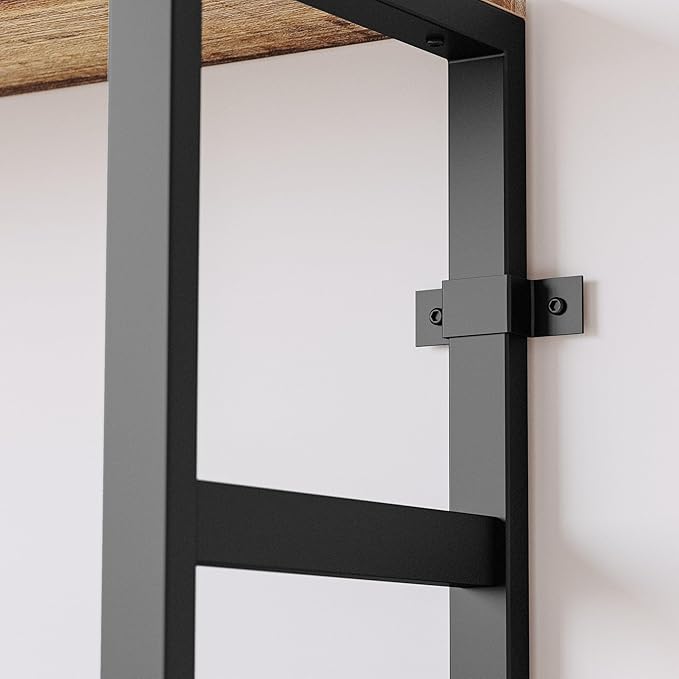 IRONCK Bookshelves and Bookcases, 31.5in Wide Shelf 5-Tier Ladder Shelf 110lbs/shelf Vintage Industrial Style Bookcase for Bedroom Living Room Home, Rustics Brown