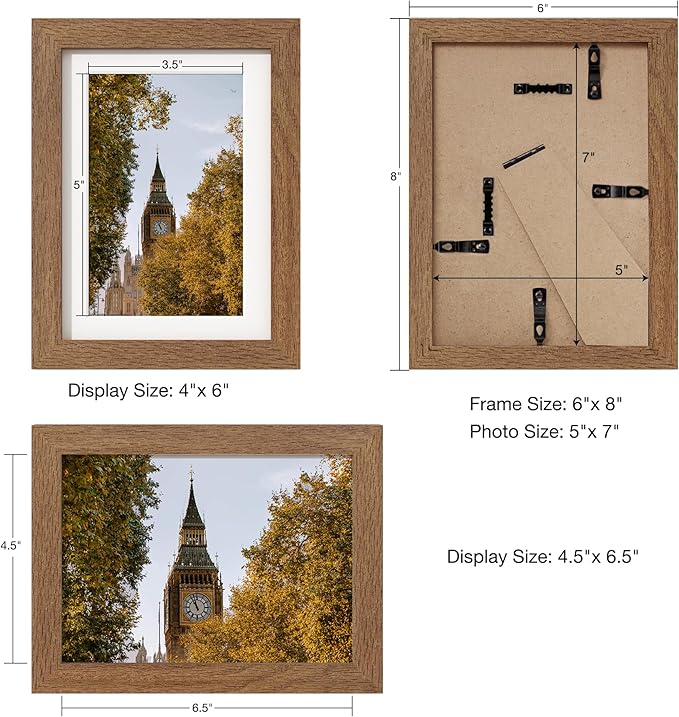 Axeman 5x7 Picture Frame | Solid Oak Wood Picture Frame | 5x7 Frame With Mat For 4x6 | 5 x 7 Photo Frame | 5x7 Wood Picture Frame | 5 By 7 Picture Frame | Hanging Hardware Included | Walnut