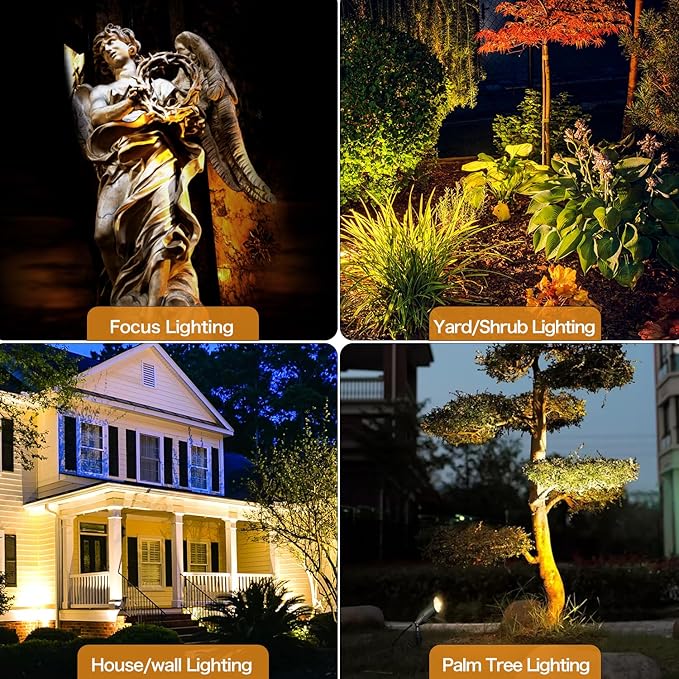 Low Voltage Landscape Lighting, 12V Brass Landscape Lighting Solid - Heavy Duty Waterproof Outdoor Up Lighting for Garden, Yard, Trees, Path & Deck - Bronze Accent Lighting(No Bulb)