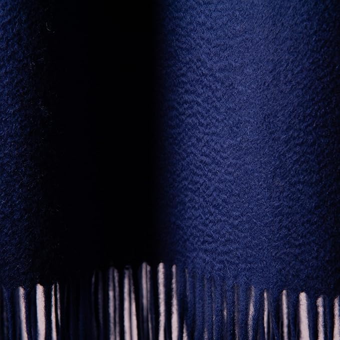 CUDDLE DREAMS Premium Cashmere Throw Blanket with Fringe, Luxuriously Soft (Navy)