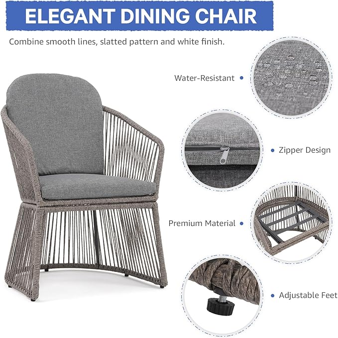 SUNSITT 9-Piece Outdoor Patio Dining Set, 63" - 105" Aluminum Expandable Outdoor Dining Table Set for 8, 8 Curved Armrest Chairs with Dark-Gray Removable Cushions