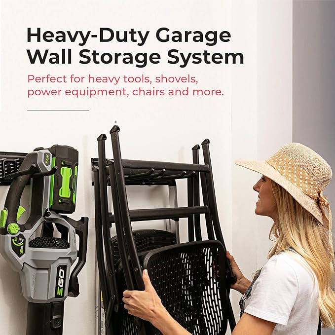 Garage Tool Organizer Wall Mount - 80 inches - Sturdy Storage Rack with Adjustable Hooks, Anti-Rust - Easy Installation, 500lbs Capacity - Garden Tool Organizer (05 Racks & 10 Hooks)