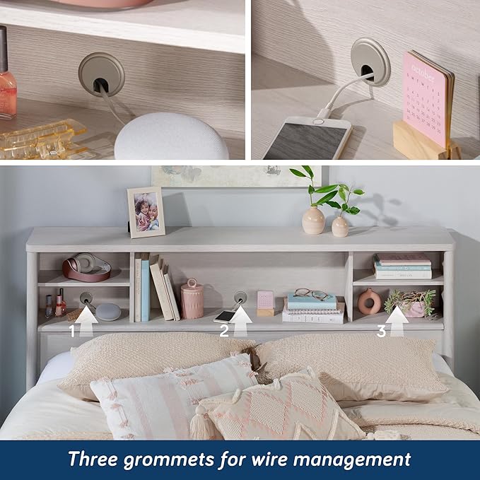 Sauder Dover Edge Full/Queen Bookcase Headboard, Glacier Oak Finish