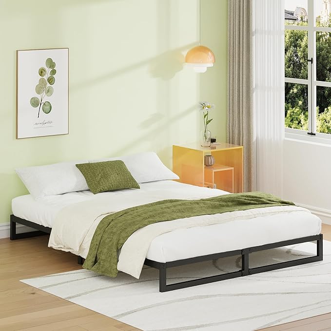 EMODA 7 Inch Full Size Bed Frame Heavy Duty Metal Platform No Box Spring Needed, Easy Assembly Noise Free, Black