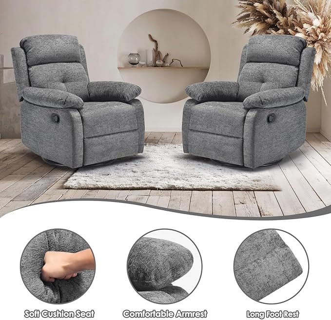 Small Rocker Swivel Recliner Chair for Adults Women for Small Spaces, Bedroom, Living Room