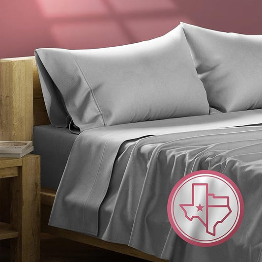 TEXAS LINEN CO. 800 TC Egyptian Cotton Sheets - 4 Piece Dark Grey Color Full Size Cooling Sheet for Hot Sleepers, Soft, Breathable Bedsheet, Luxury Hotel Sheets, Fits Mattress Upto 18'' DEEP Pocket