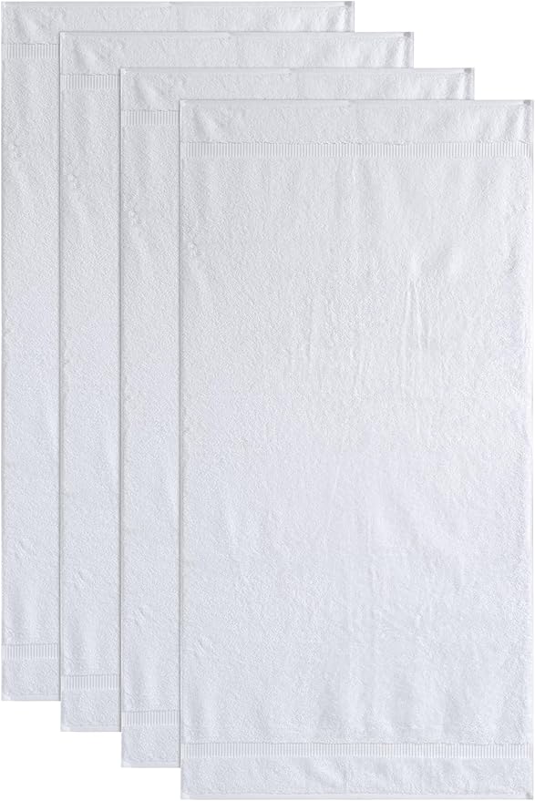 SALBAKOS 100% Turkish Cotton Bath Towel Set of 4 27x54 inch | Heirloom Quality | Hotel & Spa Collection | Ultra Soft, Super Absorbent, Long Lasting Bath Towels | Made in Turkey (White, 4 Bath Towels)