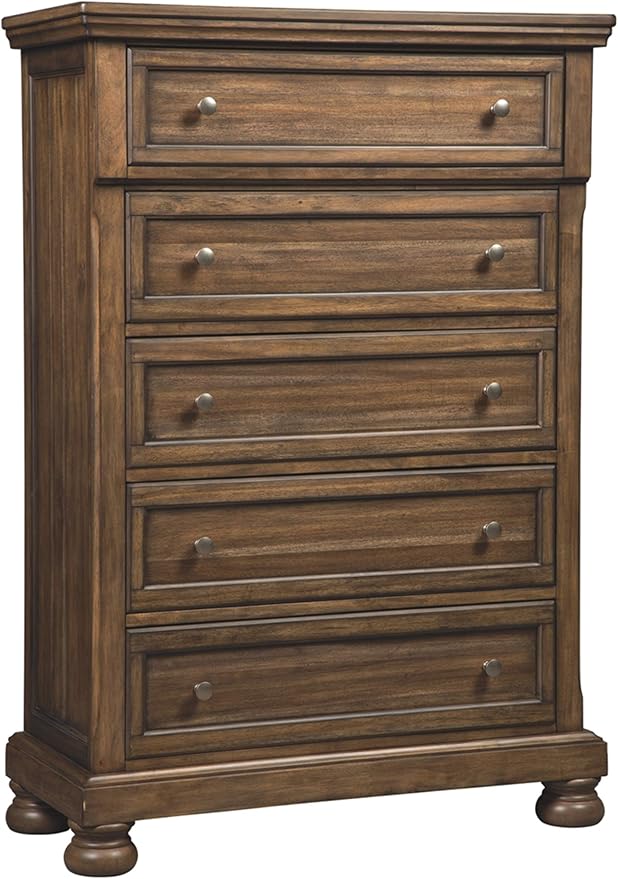 Signature Design by Ashley Flynnter Traditional 5 Drawer Chest, Medium Brown
