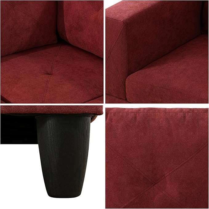 L Shaped Couch, Modular Sectional Sofa with Chaise, Modern Modular Sofas Furniture Sofa Couches for Living Room/Apartment/Office/Bedroom, Red